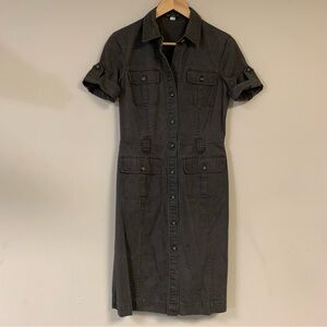 BANANA REPUBLIC Dress Women 6 Brown Short Sleeve Utility Safari Button Up Preppy